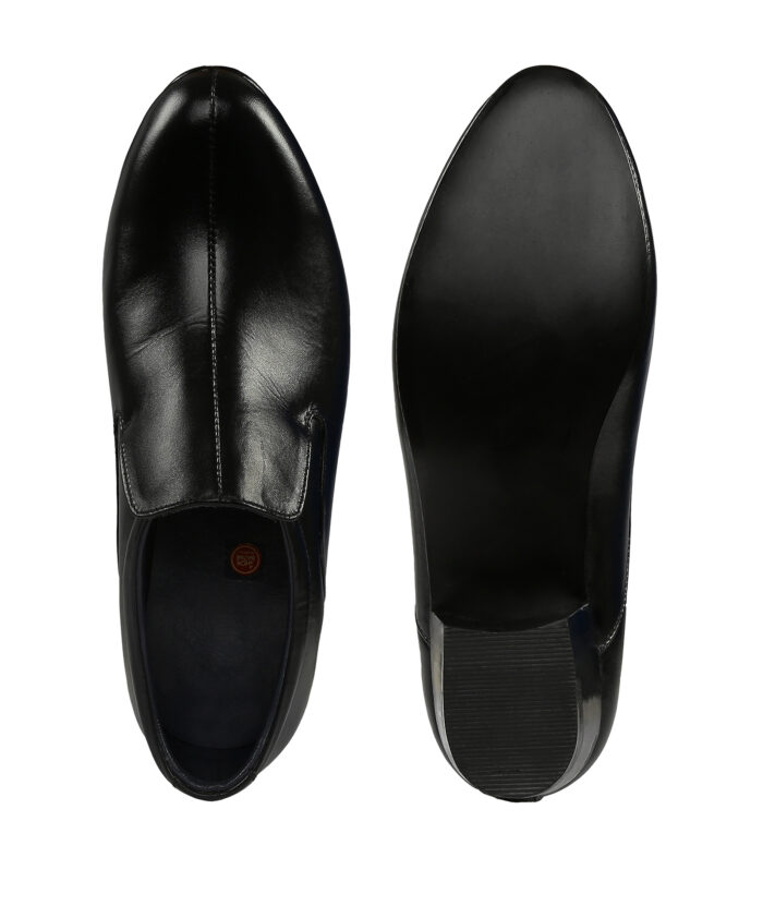 Black Leather Slip On Shoes - Image 4