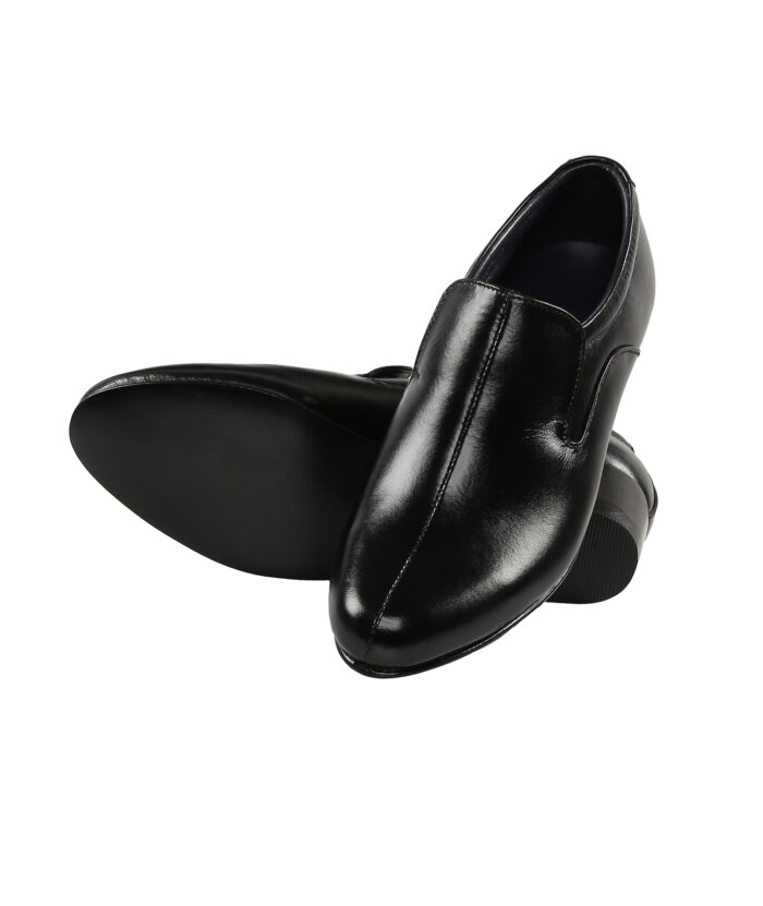 Black Leather Slip On Shoes - Image 7