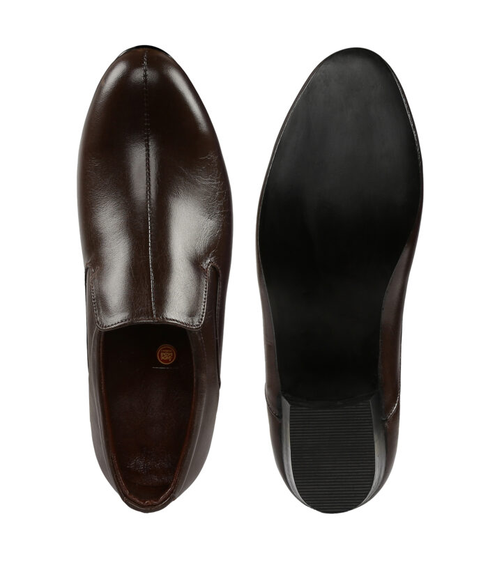 Brown Leather Slip On Shoes - Image 4