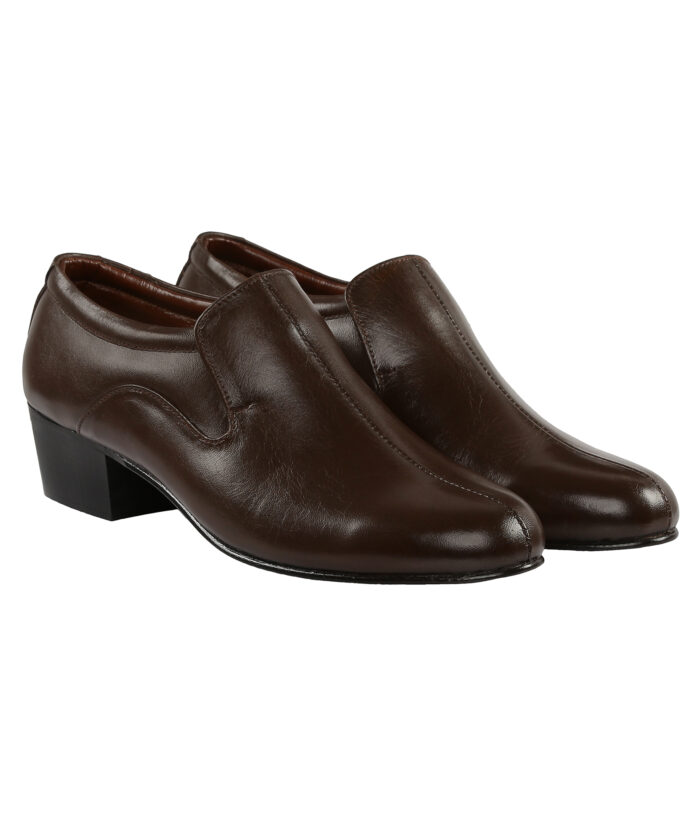 Brown Leather Slip On Shoes - Image 5