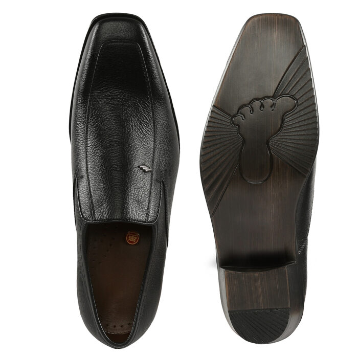 Black Leather Slip On Shoes - Image 4