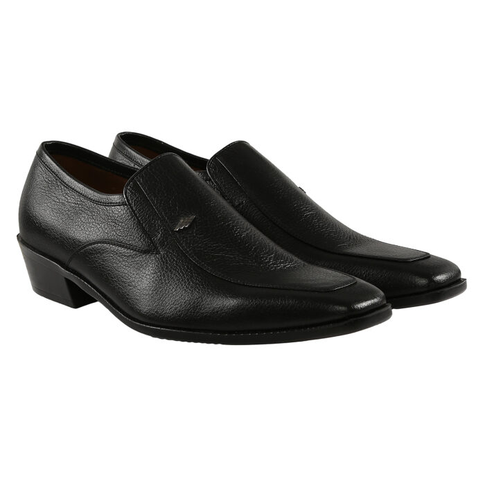 Black Leather Slip On Shoes - Image 5