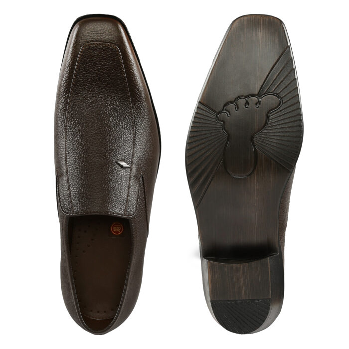 Brown Leather Slip On Shoes - Image 5