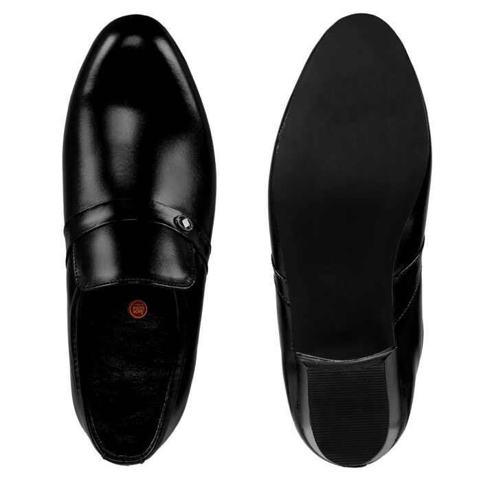 Black Leather Slip On Shoes - Image 4