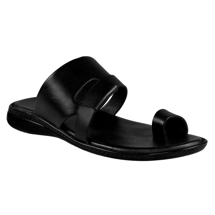 Black Leather Slippers