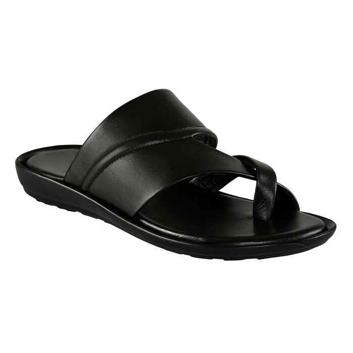 Black Leather Slippers