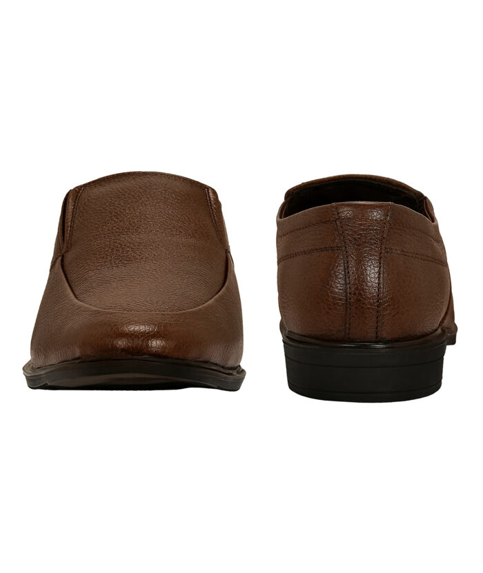 Brown Leather Slip On Shoes - Image 3