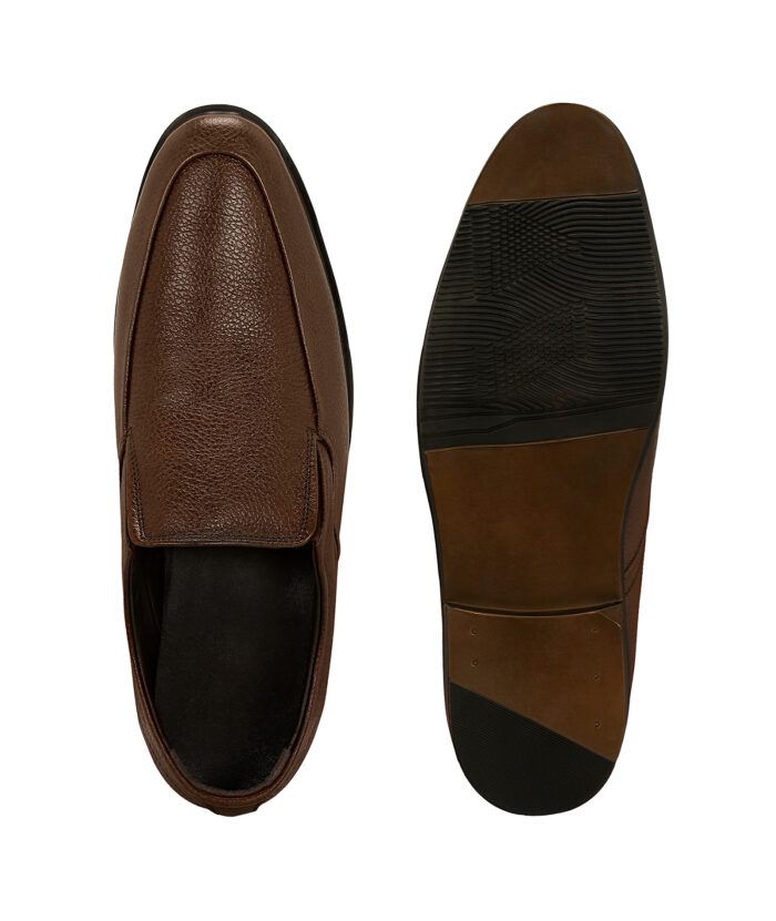 Brown Leather Slip On Shoes - Image 4