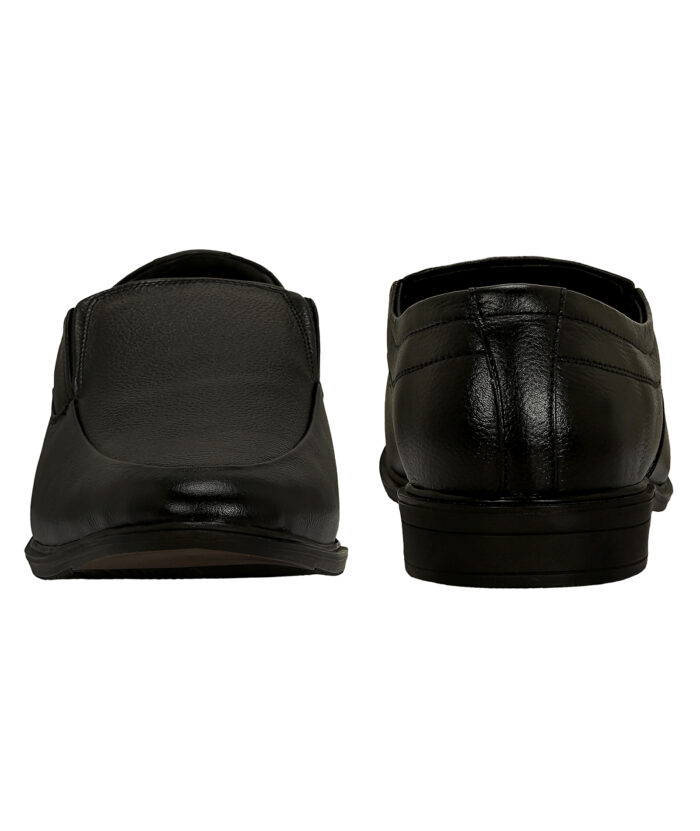 Black Leather Slip On Shoes - Image 5