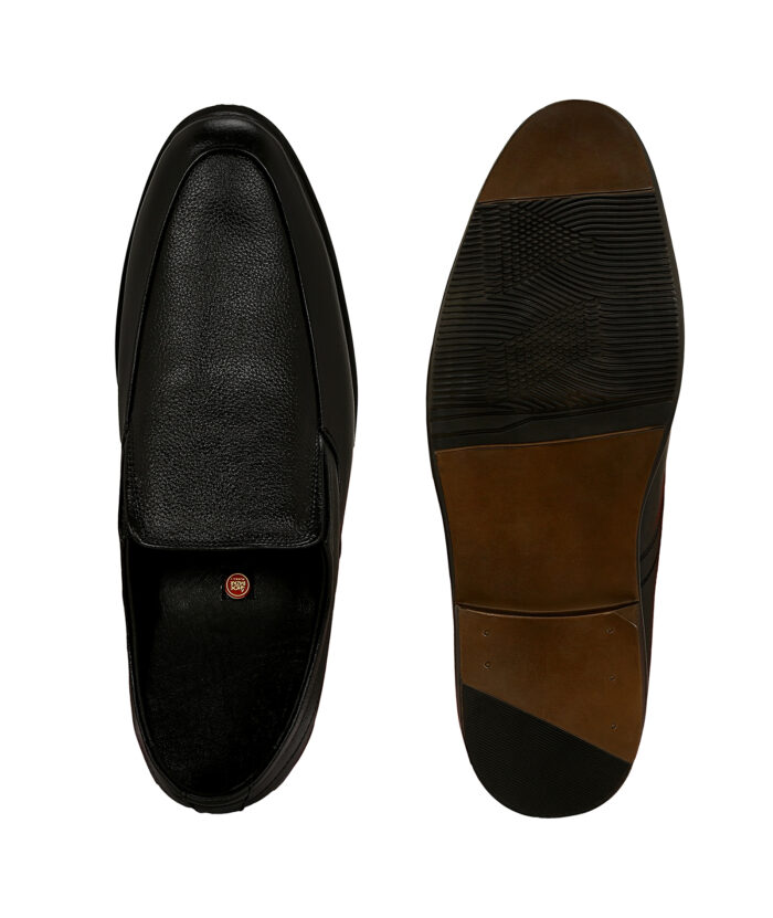 Black Leather Slip On Shoes - Image 4