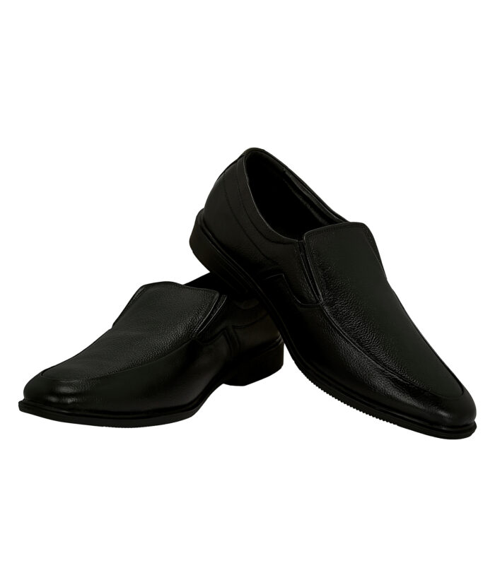 Black Leather Slip On Shoes - Image 3