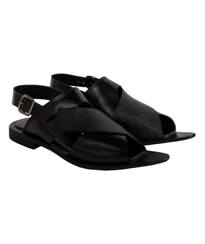 Black Leather Sole Sandals (Item 2925) - Image 5