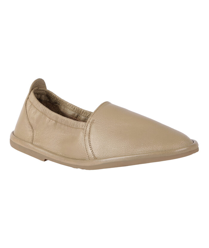 Beige Casual Leather Slip Ons (Item 5539)