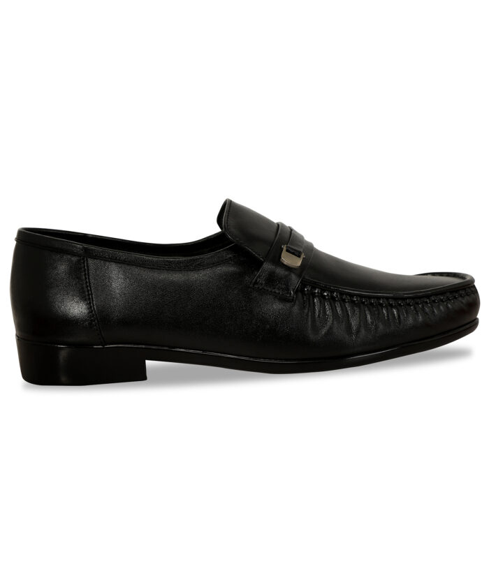 Black Leather Slip On Shoes (Item 3567) - Image 2