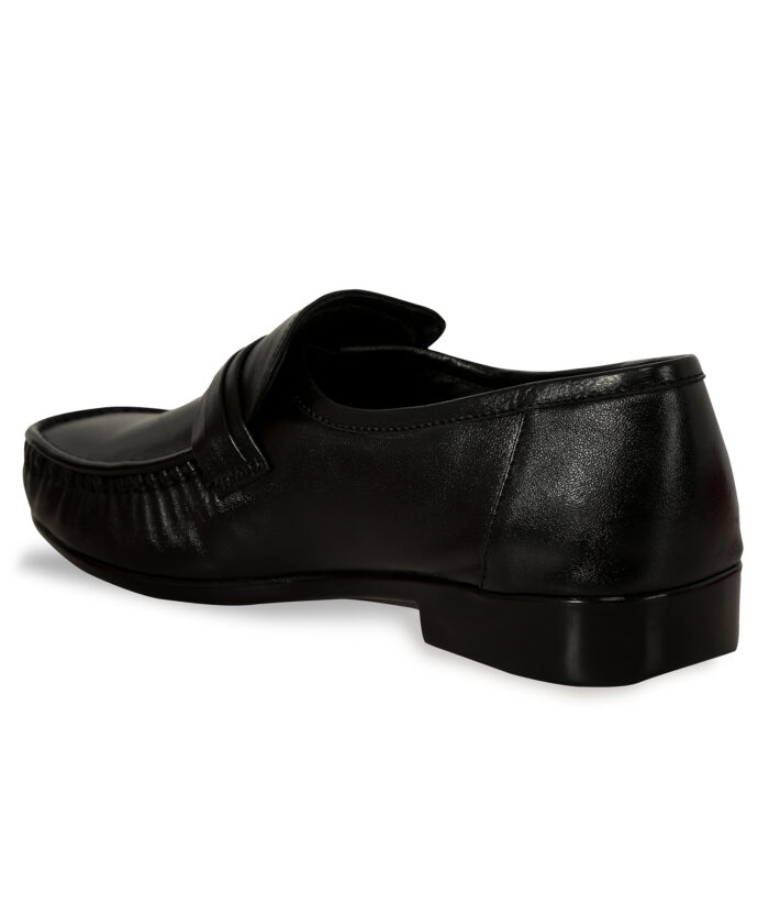 Black Leather Slip On Shoes (Item 3567) - Image 3