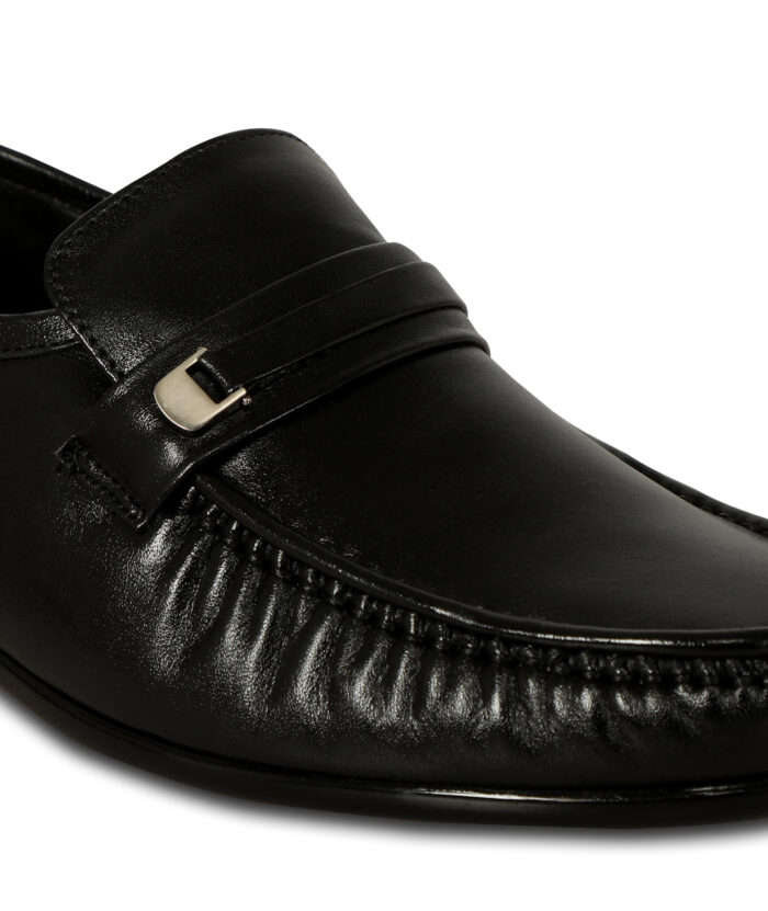 Black Leather Slip On Shoes (Item 3567) - Image 5